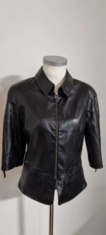 Veste en cuir noir Zapa